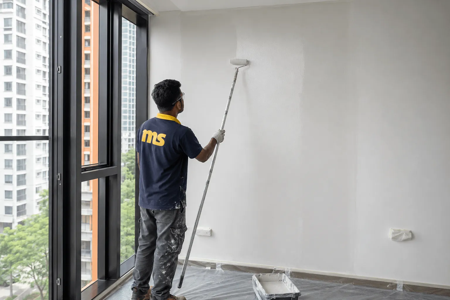 Exterior painting works on a Singapore landed property